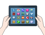 Grafik: Nutzung von einem Tablet mit verschiedenen Apps